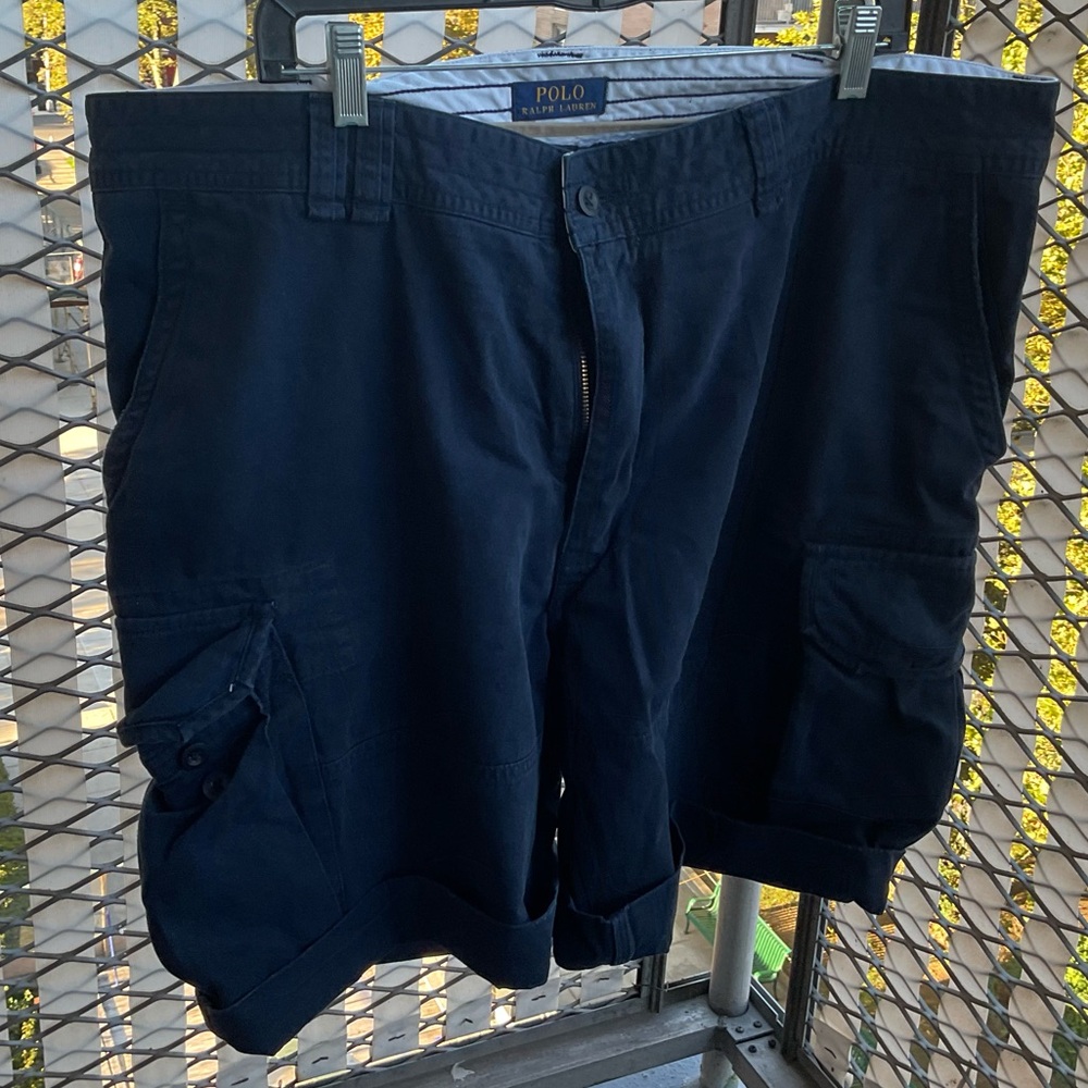 Polo Ralph Lauren China Cargo Distressed Shorts Navy Blue Hampton Relaxed sz 44